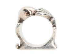 Vieille bague pigeon Mosheh Oved en argent sterling