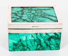 Vintage Sterling Silver Mounted Malachite Casket 20th Century