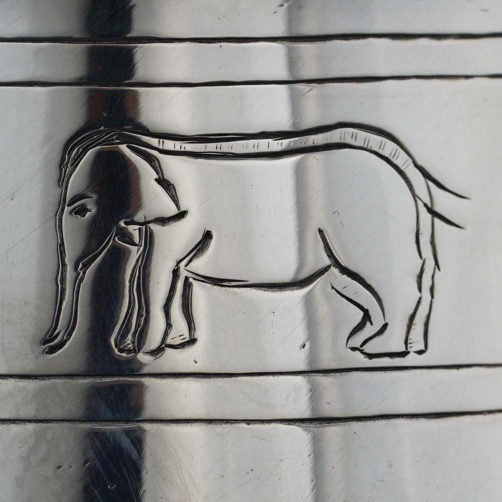 Vintage Sterling Silver Mug Engraved with Various Animals For Sale 3