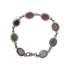 Vintage Sterling Silver Multi-Stone Scareb Bracelet #16489