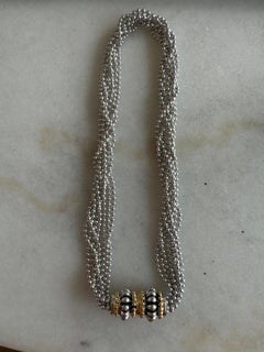 Vintage Sterling Silver Multi Strand Ball Necklace