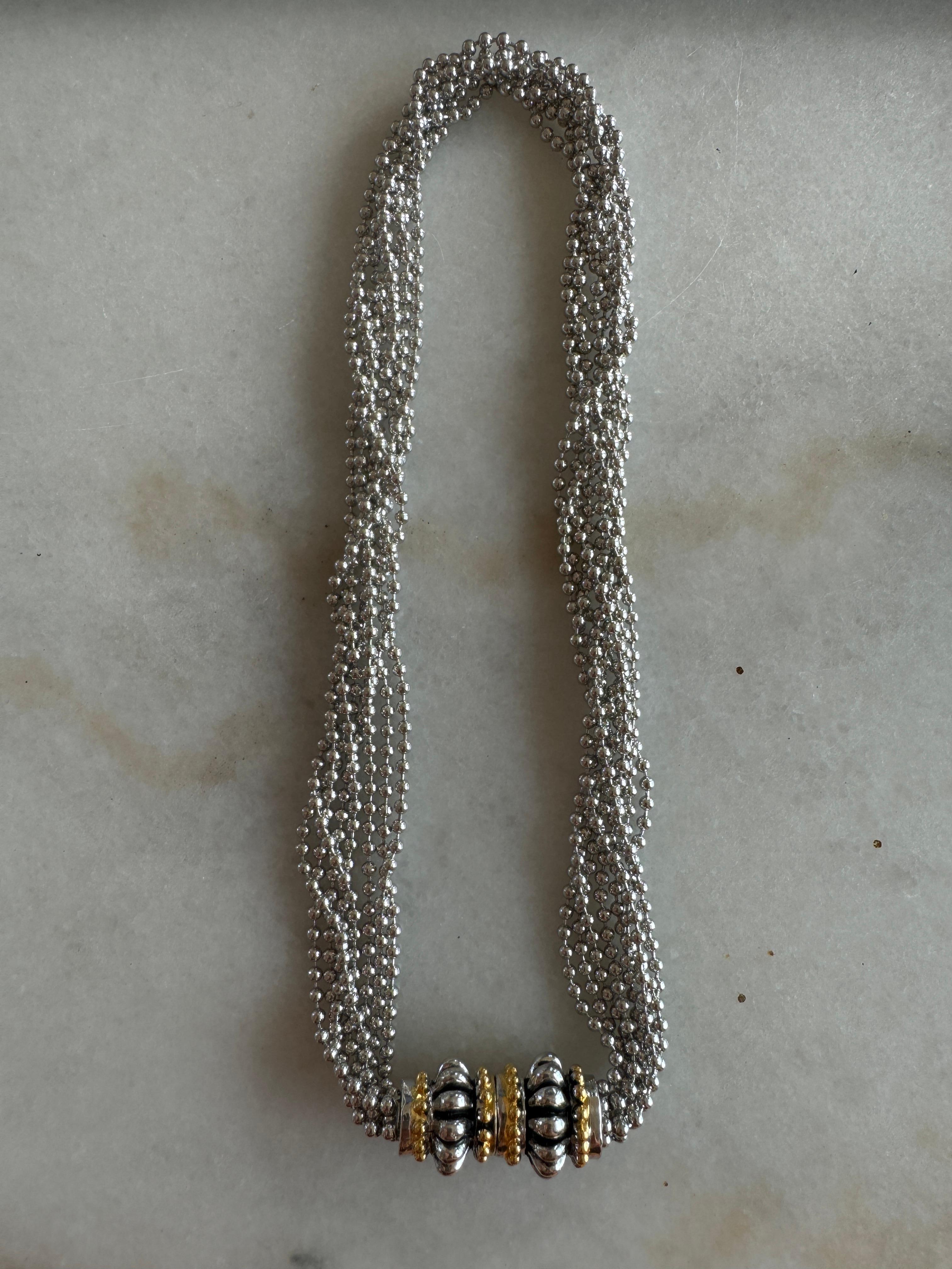 Art Nouveau Collana a più fili in argento Sterling vintage con Ball in vendita