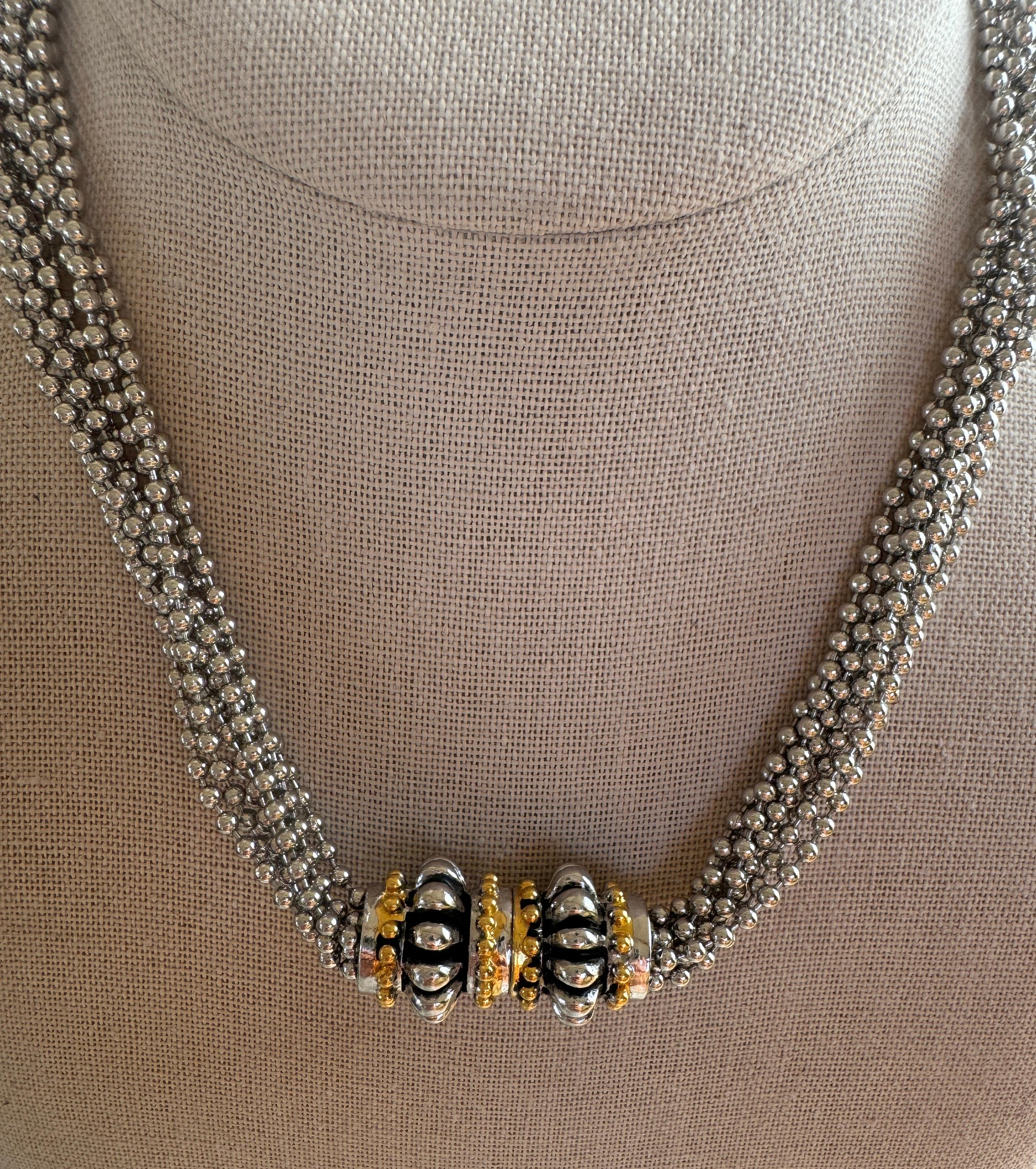 da uomo o donna Collana a più fili in argento Sterling vintage con Ball in vendita
