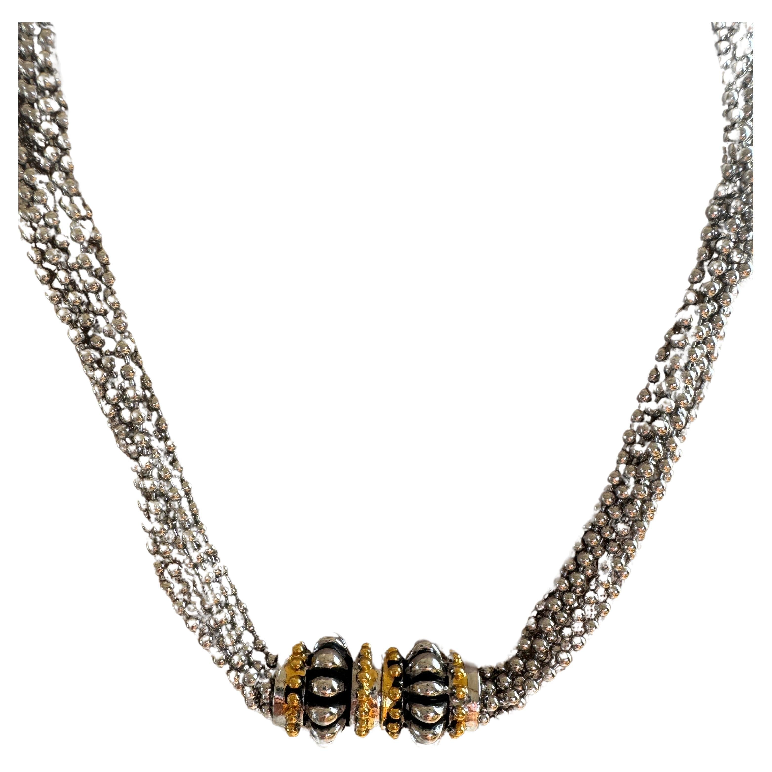Vintage Sterling Silver Multi Strand Ball Necklace