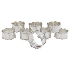 Retro Sterling Silver Napkin Rings Set of Eight