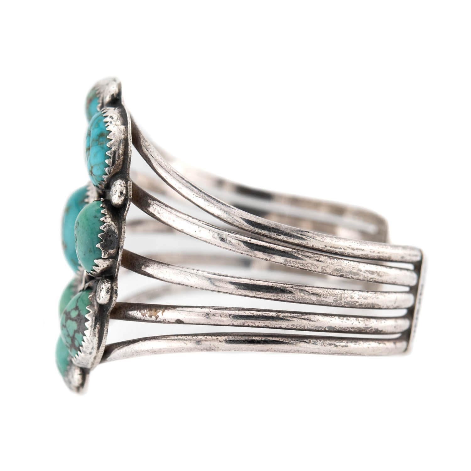 Brazalete vintage de plata de ley con turquesa de los indios americanos Sin cortar en venta