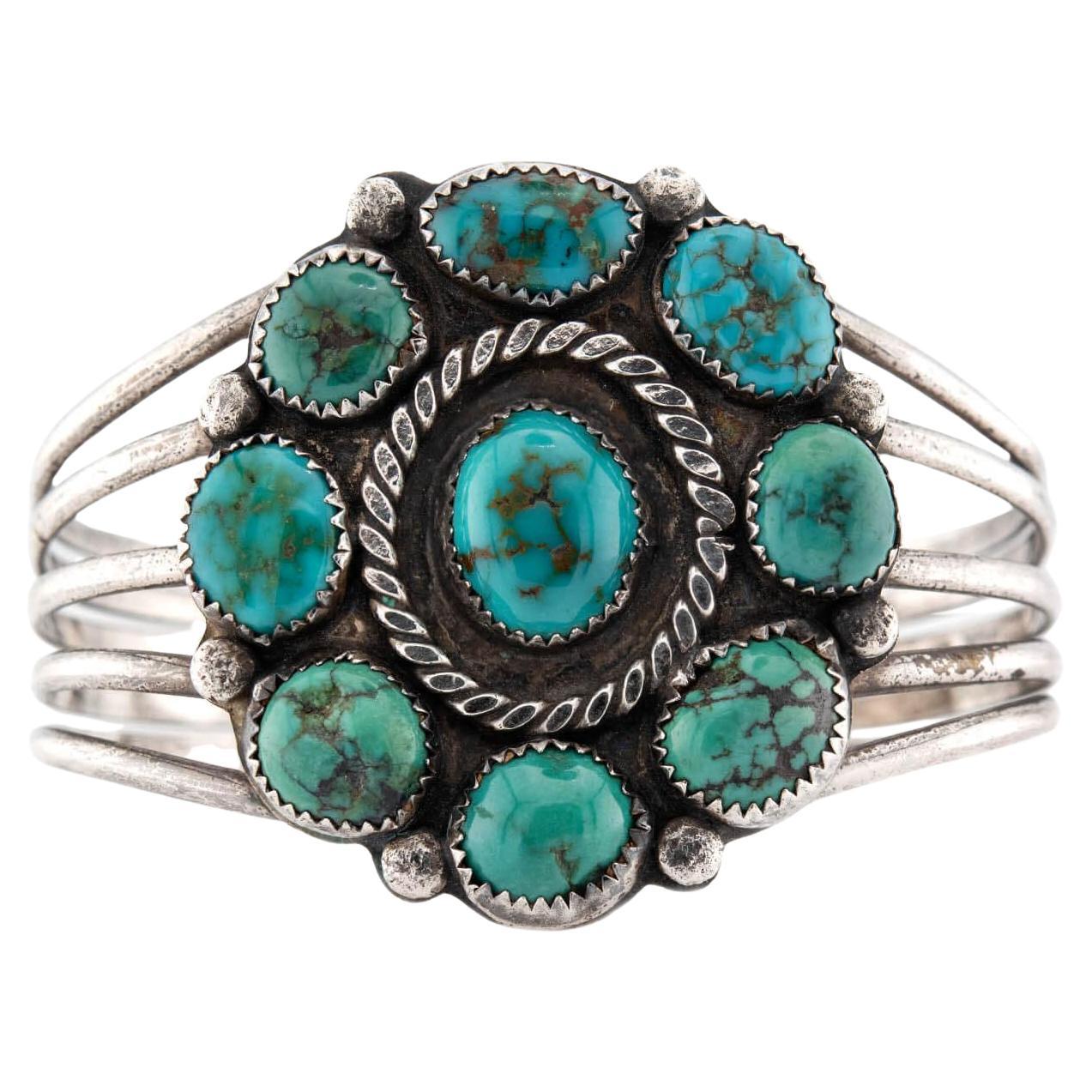 Brazalete vintage de plata de ley con turquesa de los indios americanos