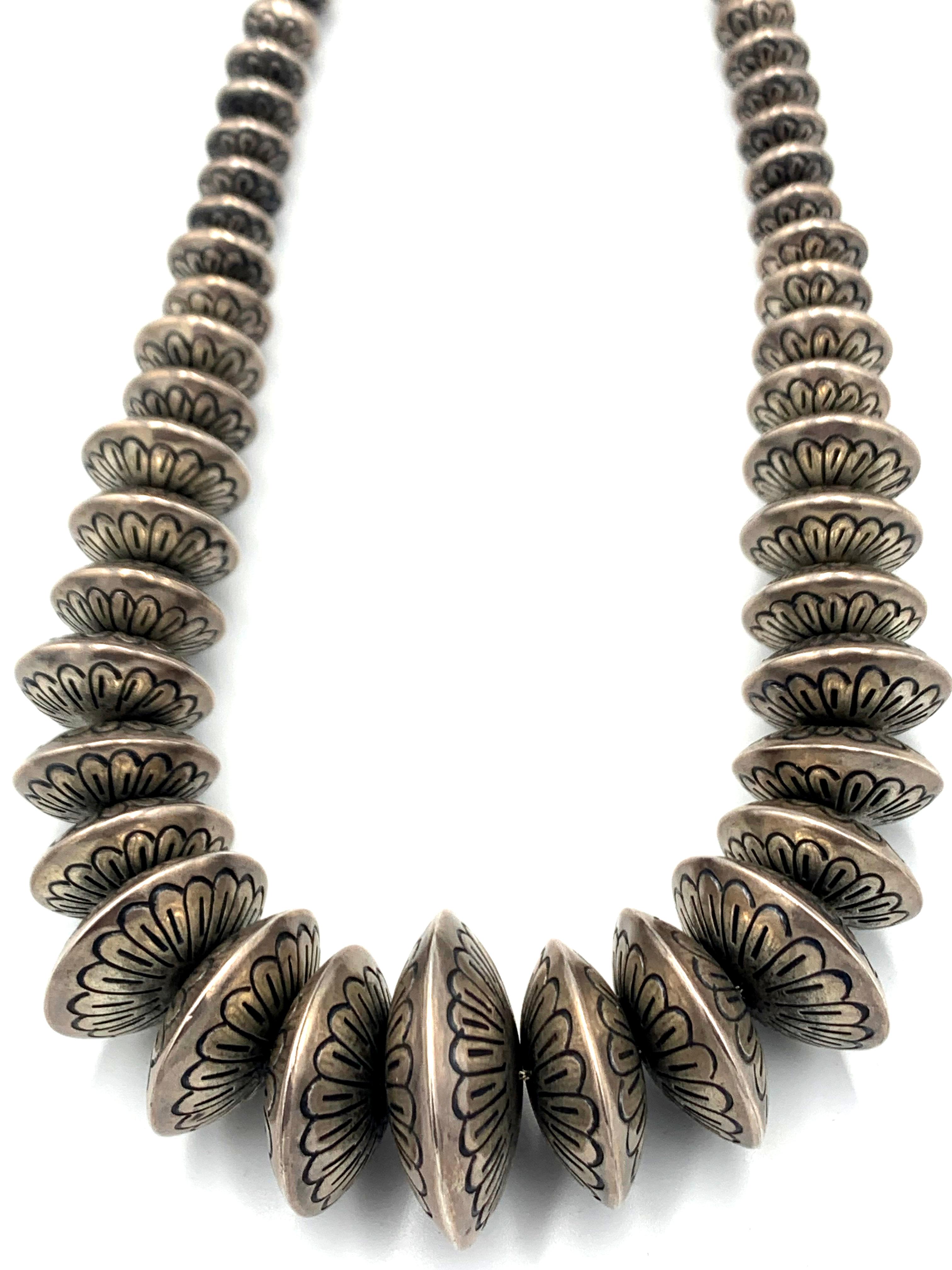 Collana di perle Navajo vintage in argento sterling in vendita 9