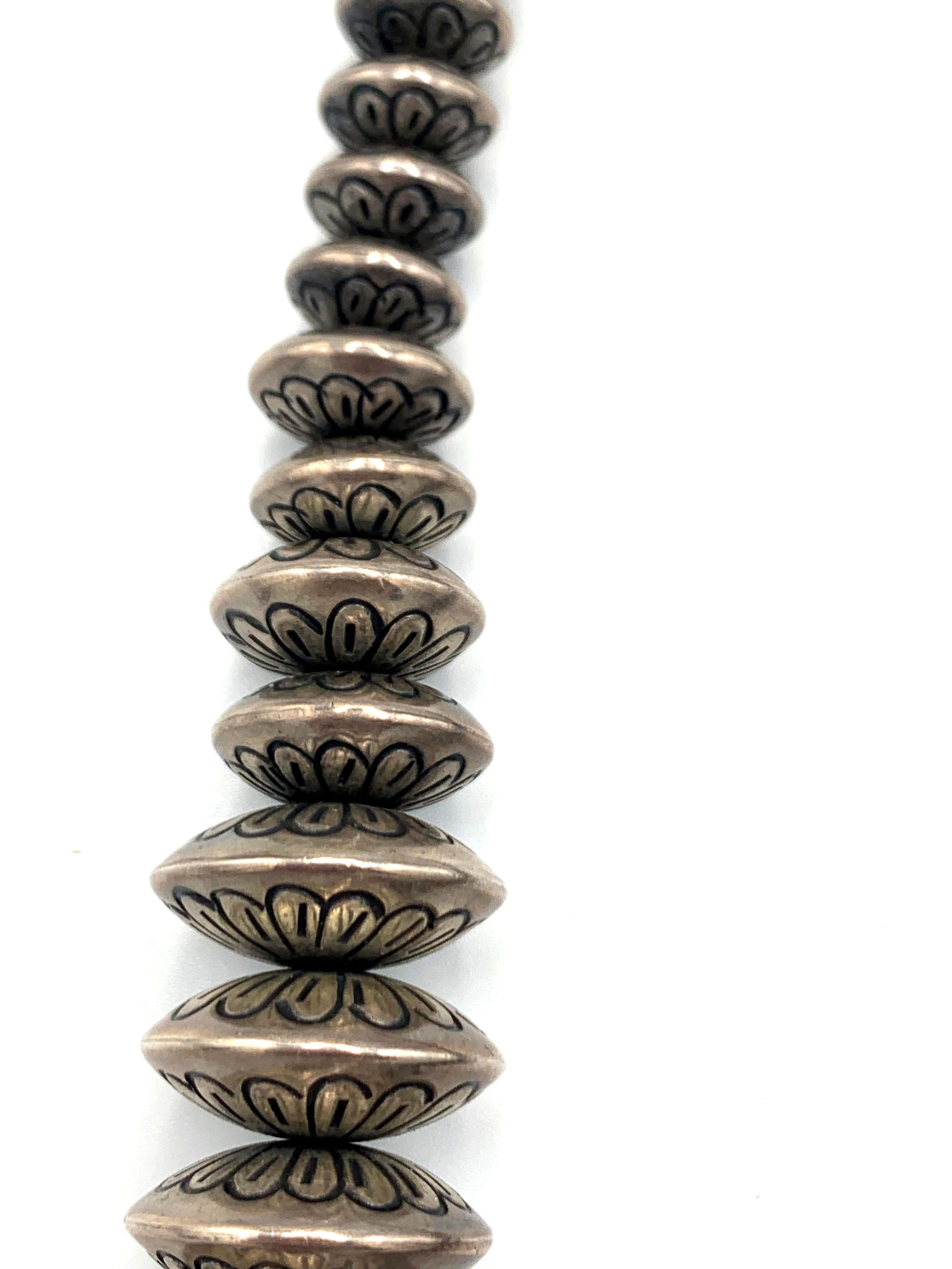 da uomo o donna Collana di perle Navajo vintage in argento sterling in vendita