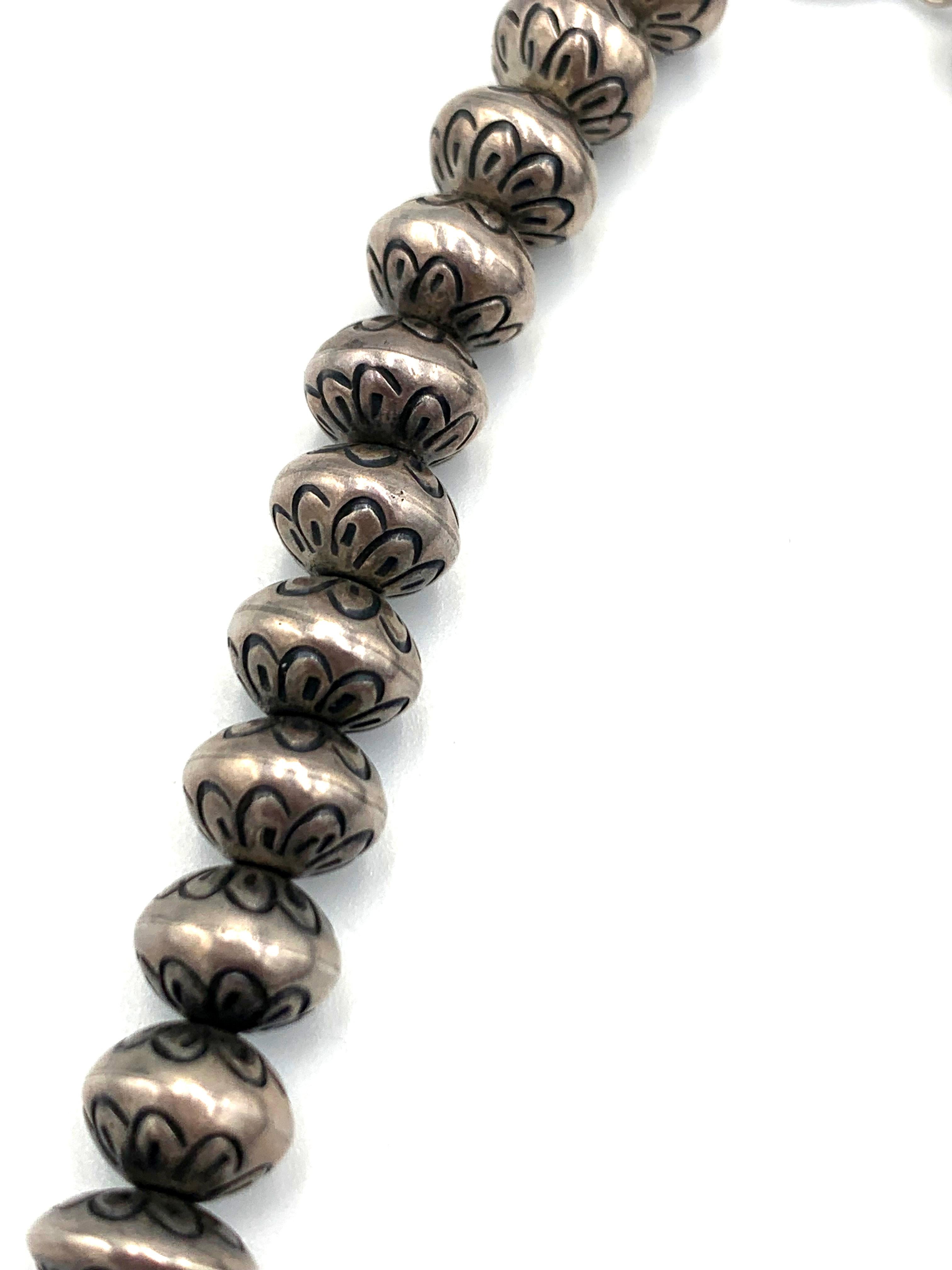 Collana di perle Navajo vintage in argento sterling in vendita 2