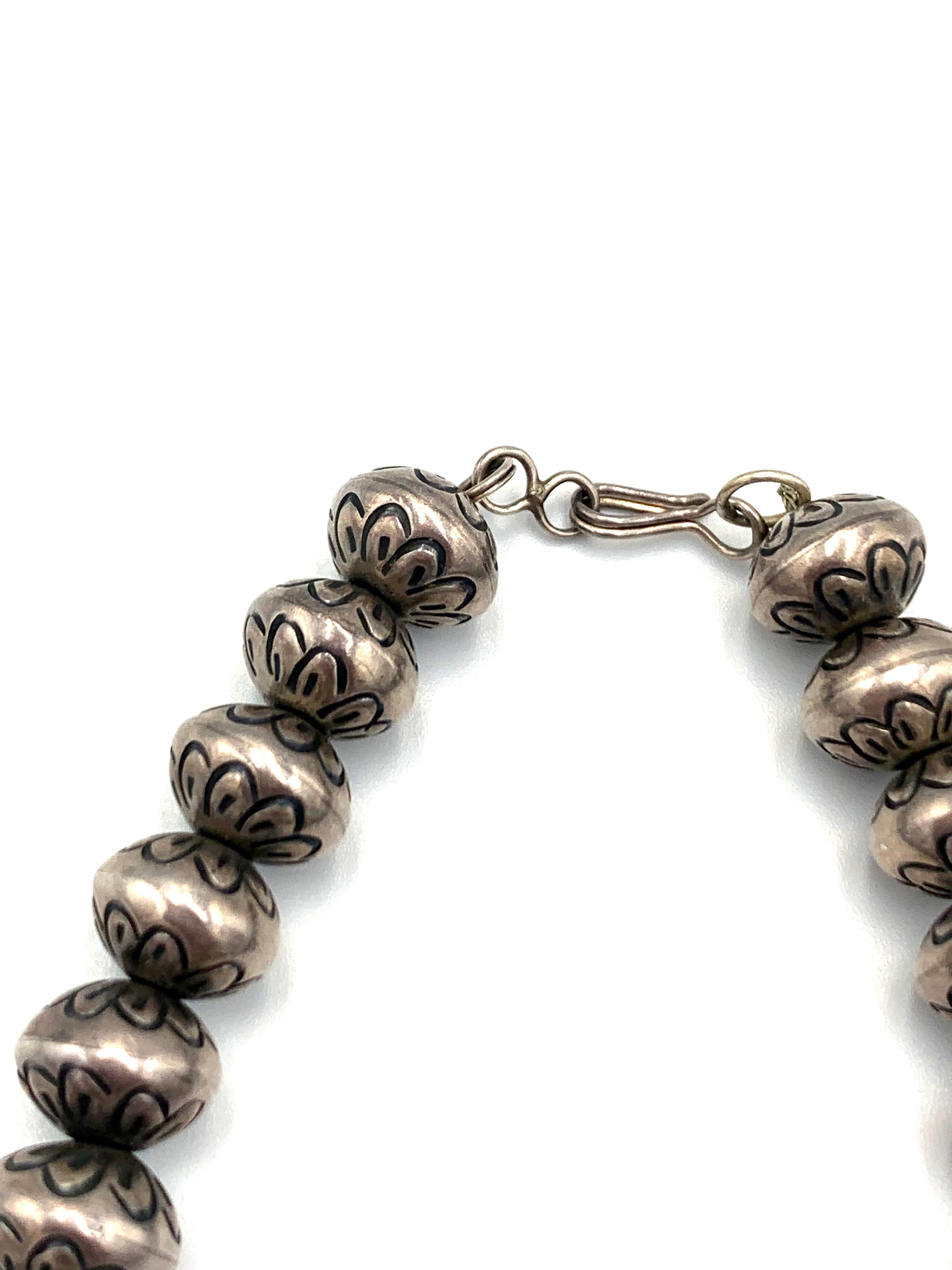 Collana di perle Navajo vintage in argento sterling in vendita 3