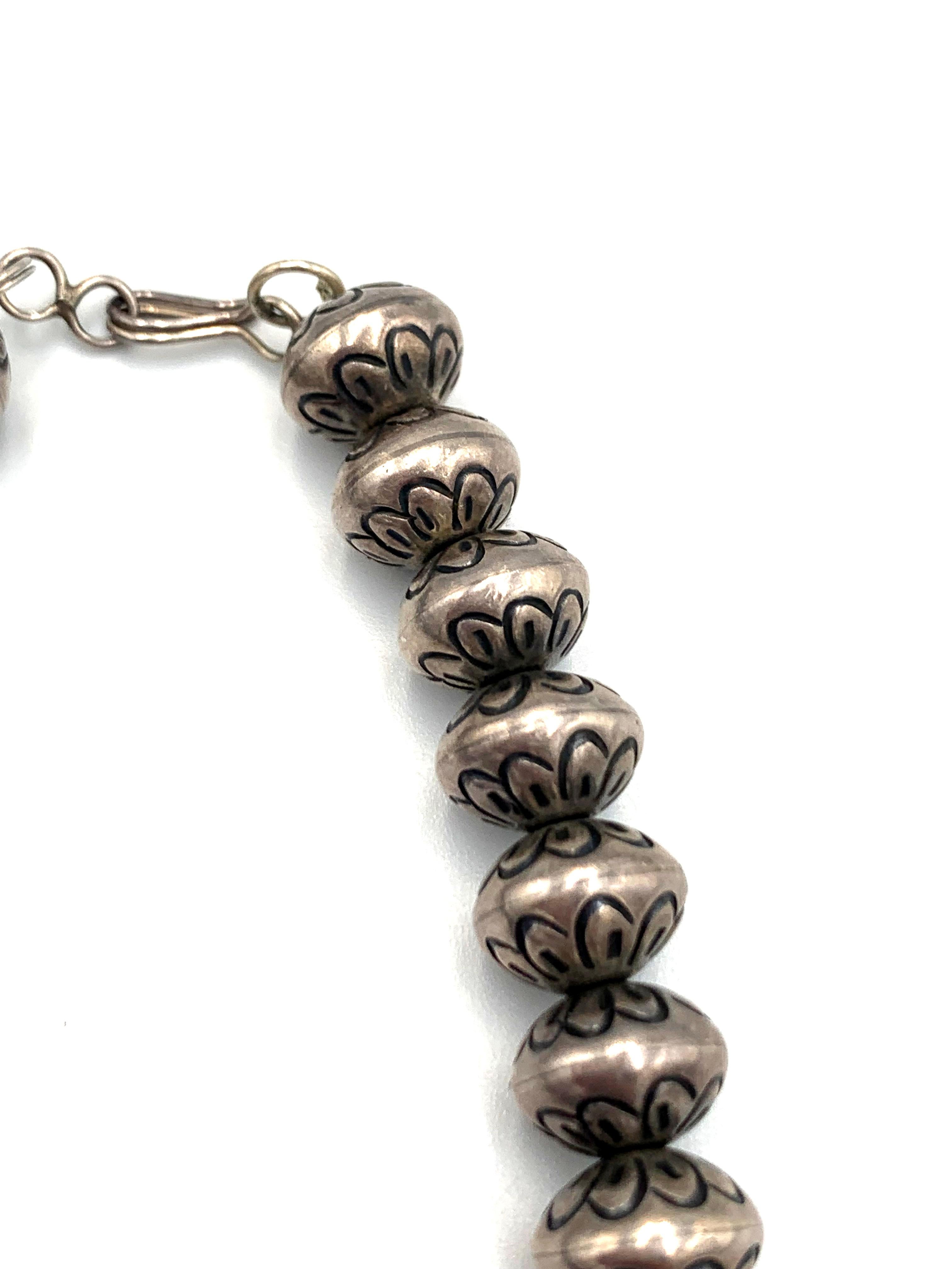 Collana di perle Navajo vintage in argento sterling in vendita 4