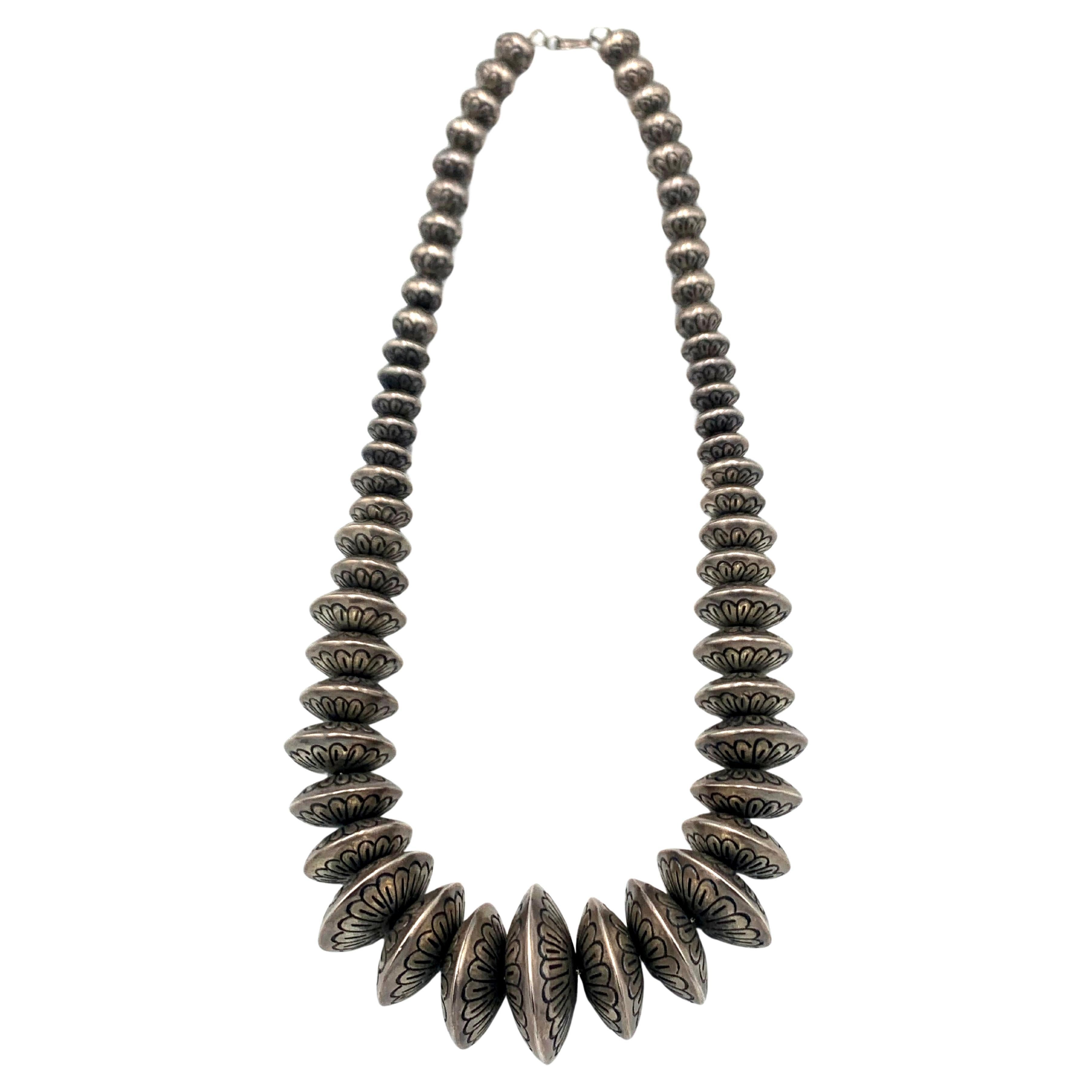 Collana di perle Navajo vintage in argento sterling