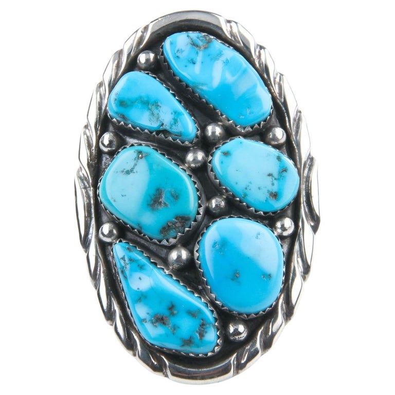 Benny Touchine Vintage Native American Navajo Turquoise Sterling Silver Ring Benny Touchine Vintage Native American Navajo Turquoise Sterling Silver Ring