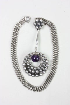 Vintage Sterling Silver Necklace with Amethyst Detail