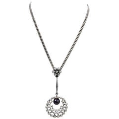 Vintage Sterling Silver Necklace with Amethyst Detail