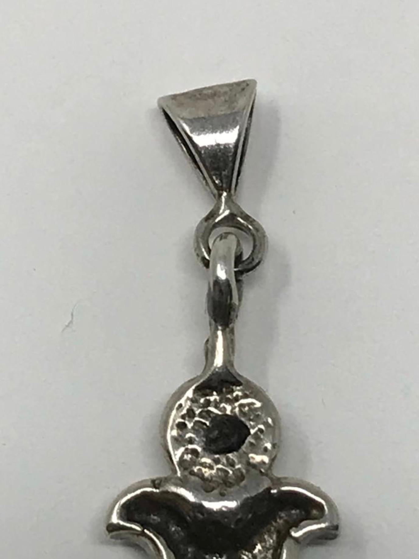 Women's or Men's Vintage Sterling Silver Onyx Crucifix Pendent For Sale