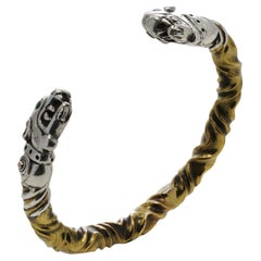 Offenes Sterlingsilber-Manschettenarmband mit Hundeköpfen aus Sterlingsilber