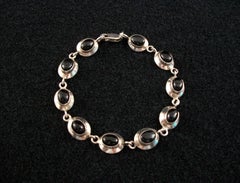 Bracciale vintage in argento e onice nero cabochon ovale - Messico - A.I.C. 1980