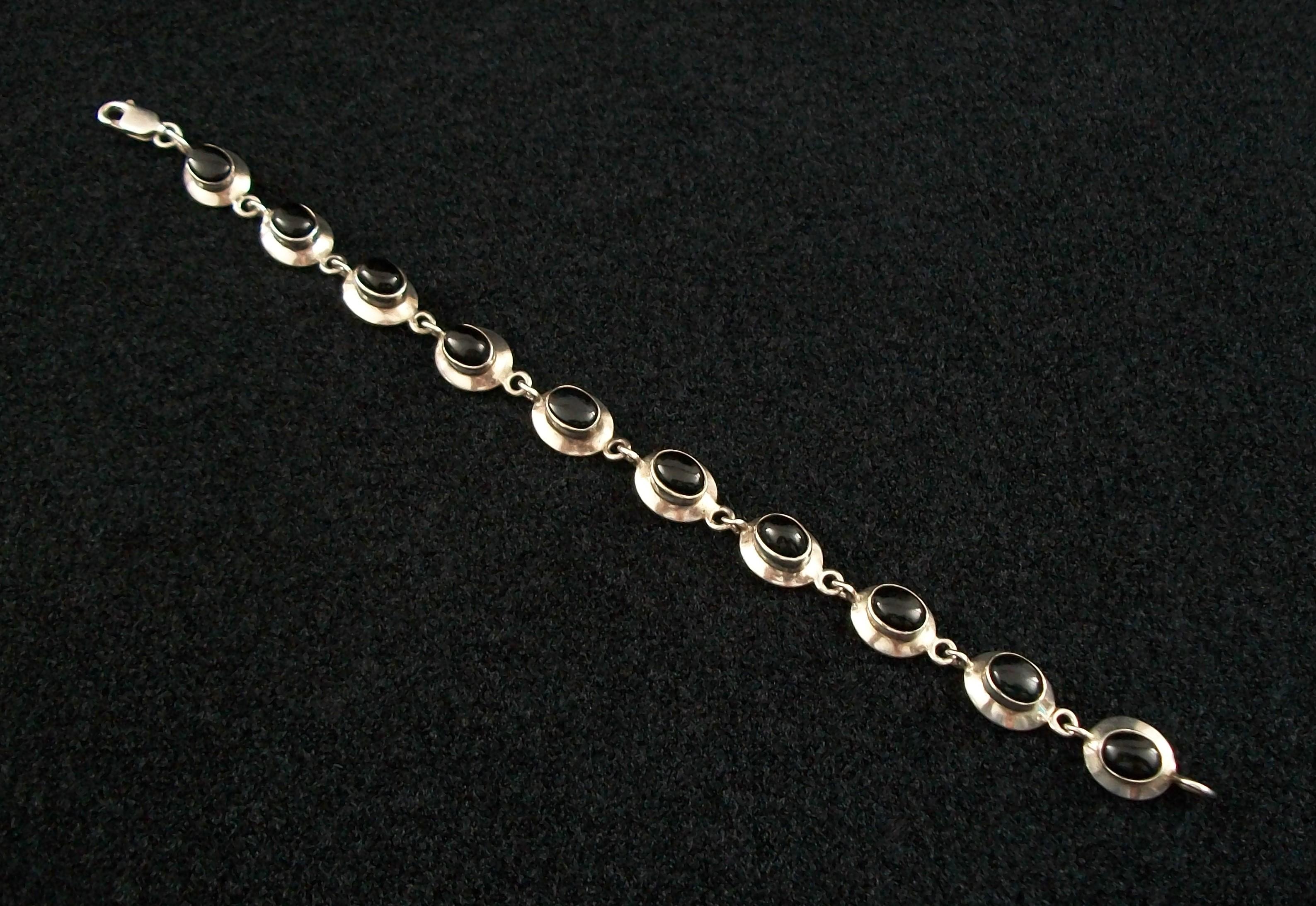 silver and black onyx bracelet