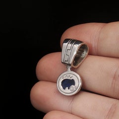 Ciondolo vintage in argento sterling con lapislazzuli ovale, con gancio a scorrimento grande, 925