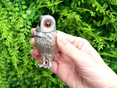 Vintage Sterling Silver Owl Mustard Pot (pot de moutarde)