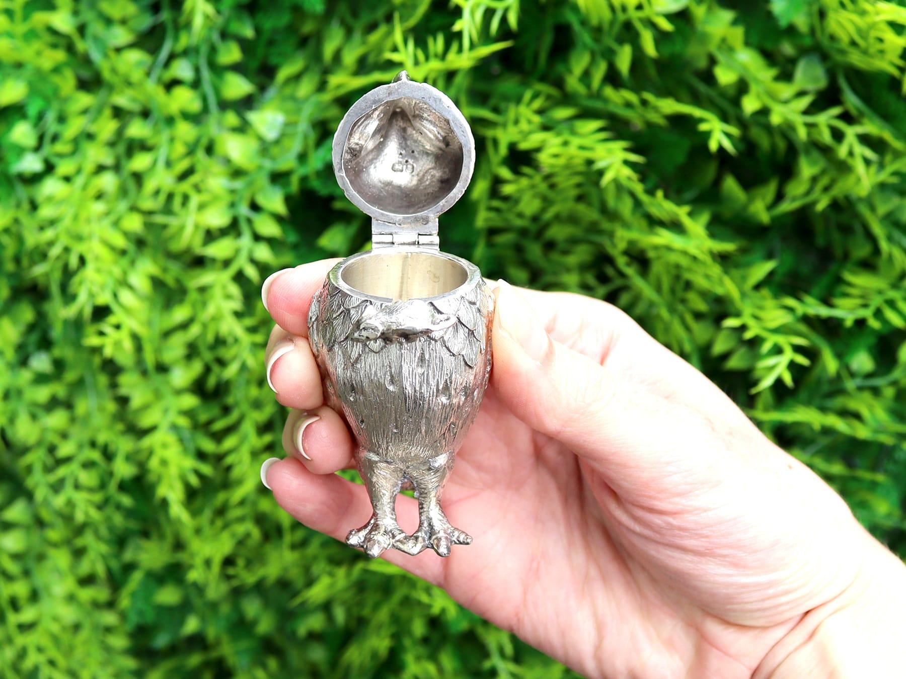 Tarro de mostaza búho vintage de plata de ley Inglés en venta