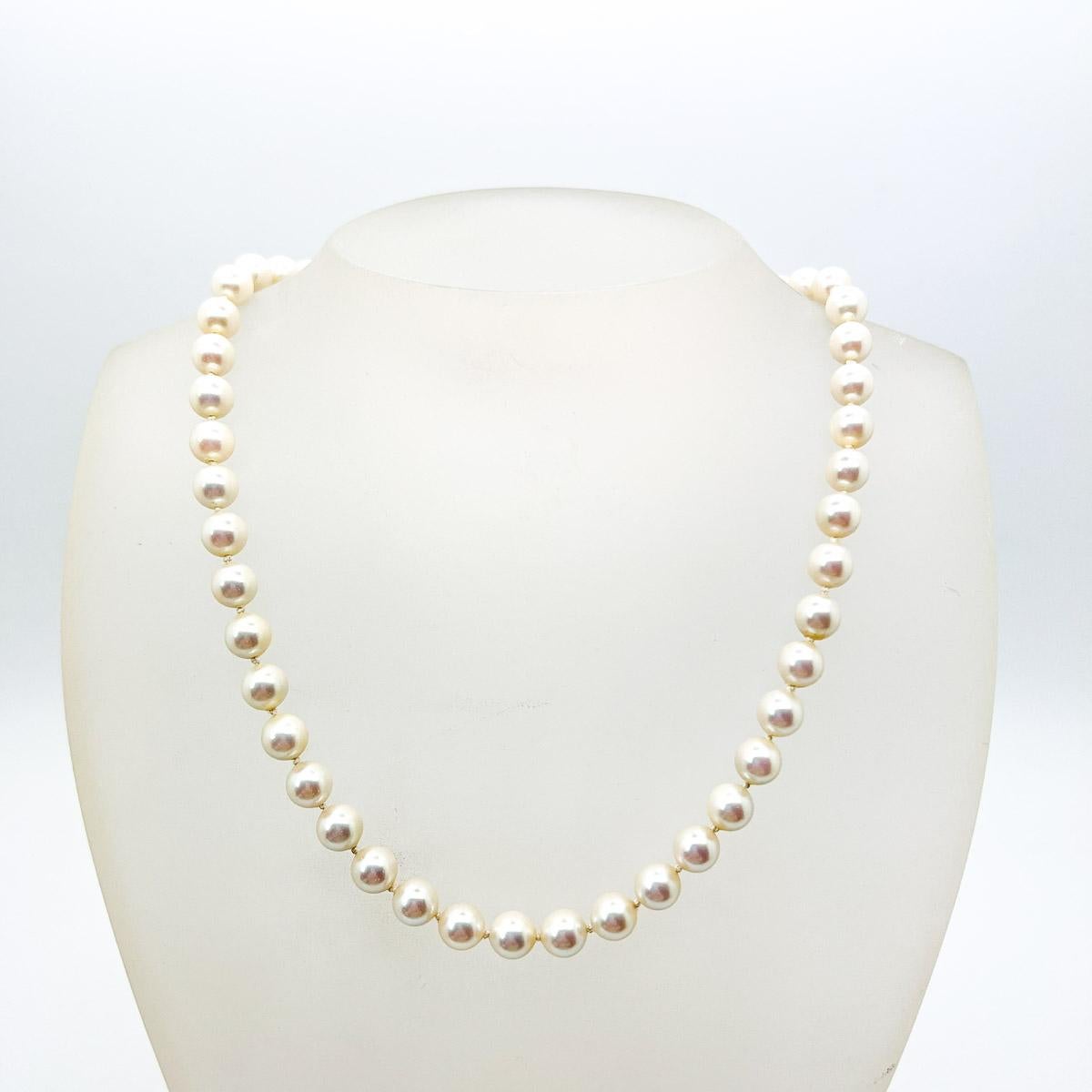 Women's or Men's Vintage Sterling Silver Pearl Rope Necklace 1960s For Sale