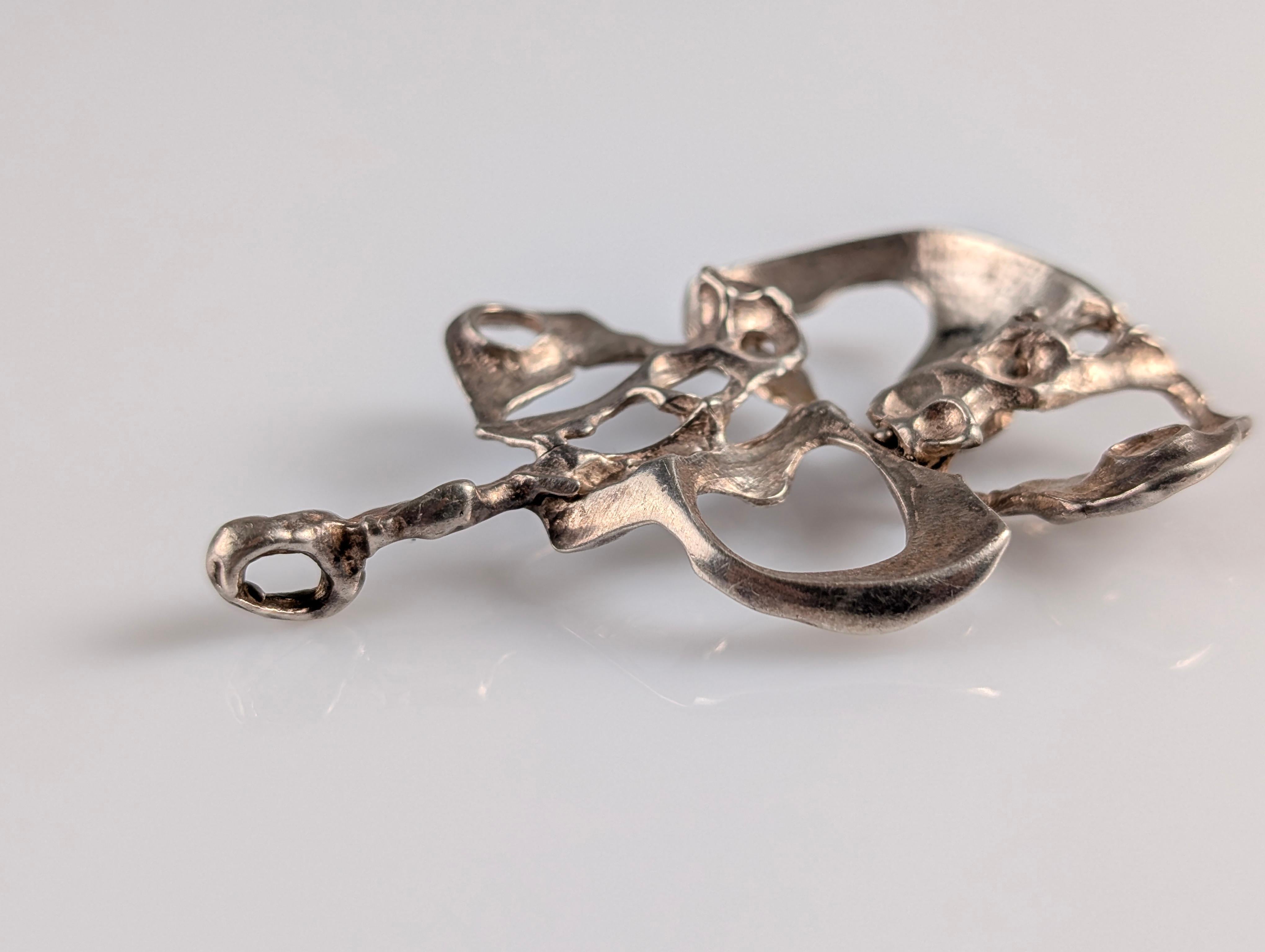 Vintage Sterling Silver Pendant Signed by Ragnar Skalstad, Norway 1960s In Good Condition In Benalmadena, ES