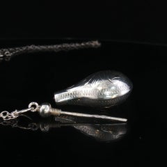 Vintage Sterling Silver Perfume Bottle Pendant Necklace 29" Chain Engraved 925