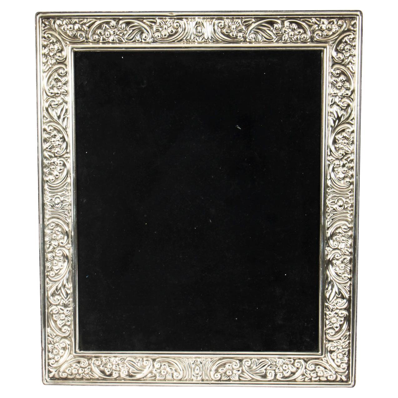 CARRS 10" x 8" Sterling Silver Photo Frame Bead Design Wood Back