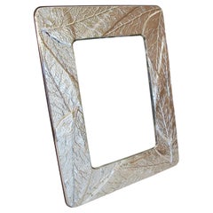 Used Sterling Silver Photo Frame, Embossed Leaf Pattern, Italy, 20th C