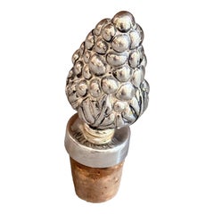 Vintage Sterling Silver Pinecone Wine Bottle Stopper Luxury Barware Accent Home
