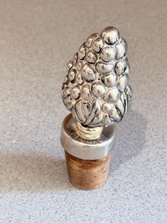 Vintage Sterling Silver Pinecone Wine Bottle Stopper Luxury Barware Accent Home