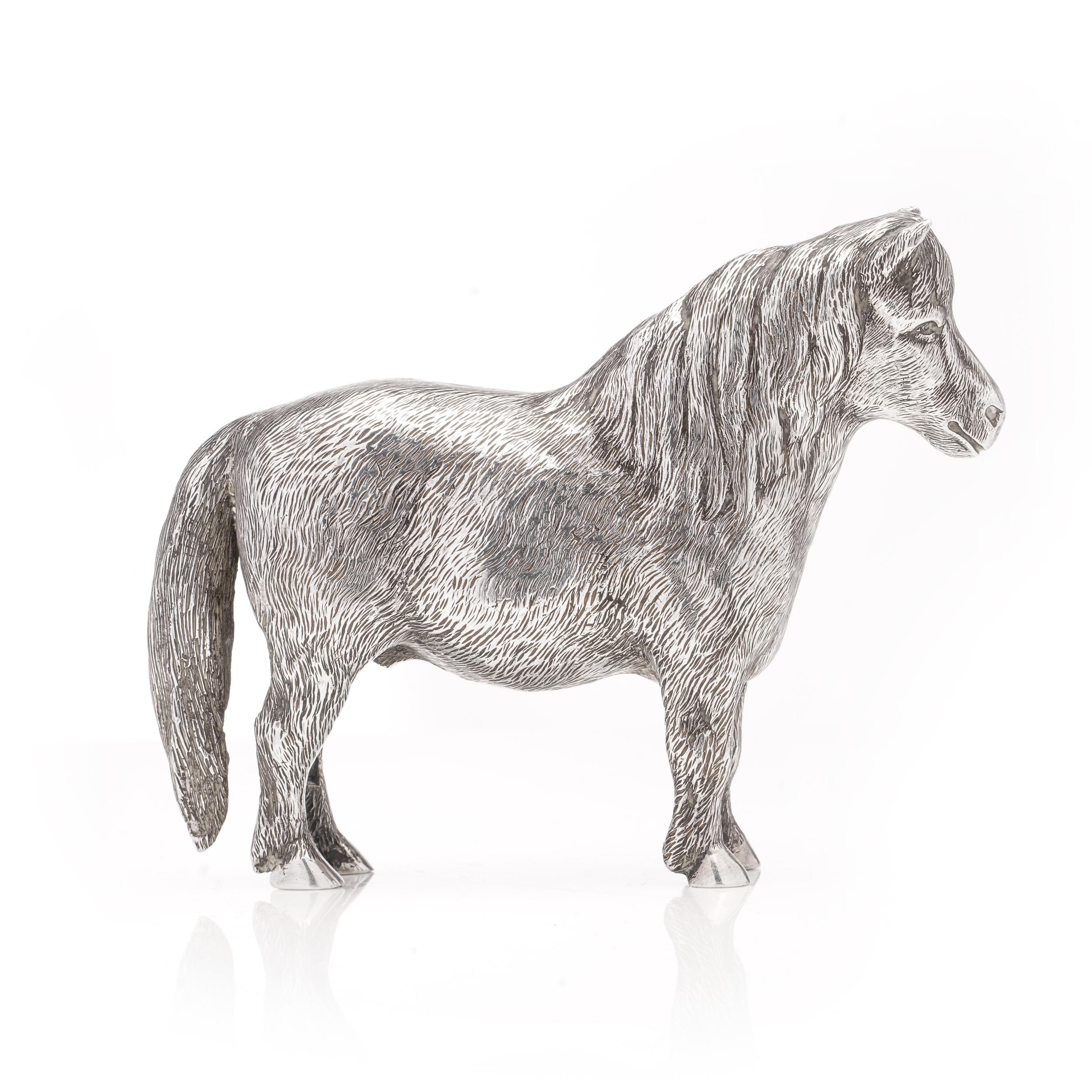 Late 20th Century Vintage sterling silver pony figurine by Edward Barnard & Sons Ltd., 1975