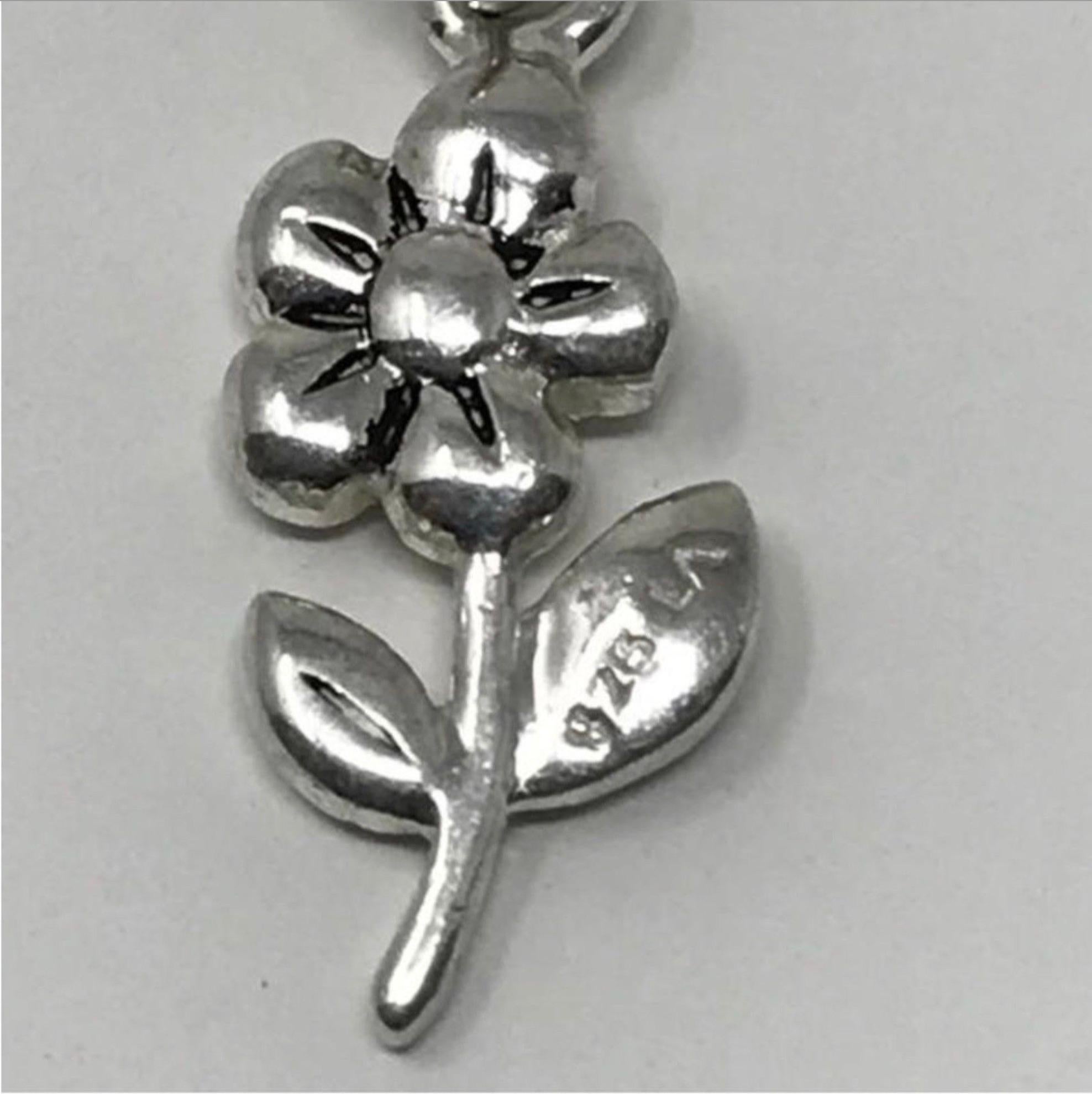 Vintage Sterling Silver Puffy Flower Charm or Pendant In Excellent Condition For Sale In Saint Charles, IL