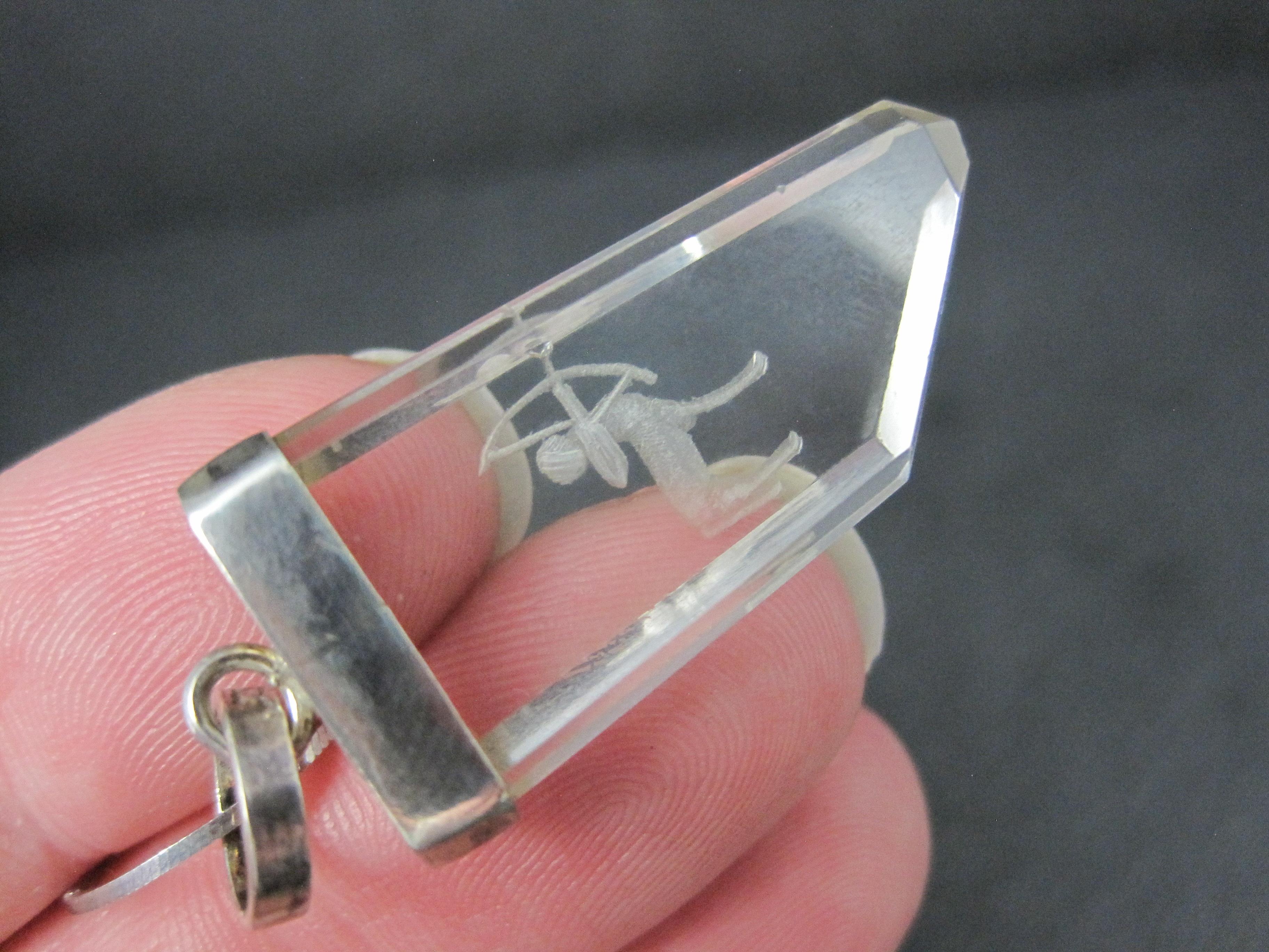 Vintage Sterling Silver Quartz Sagittarius Pendant Necklace For Sale 2