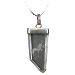 Vintage Sterling Silver Quartz Sagittarius Pendant Necklace