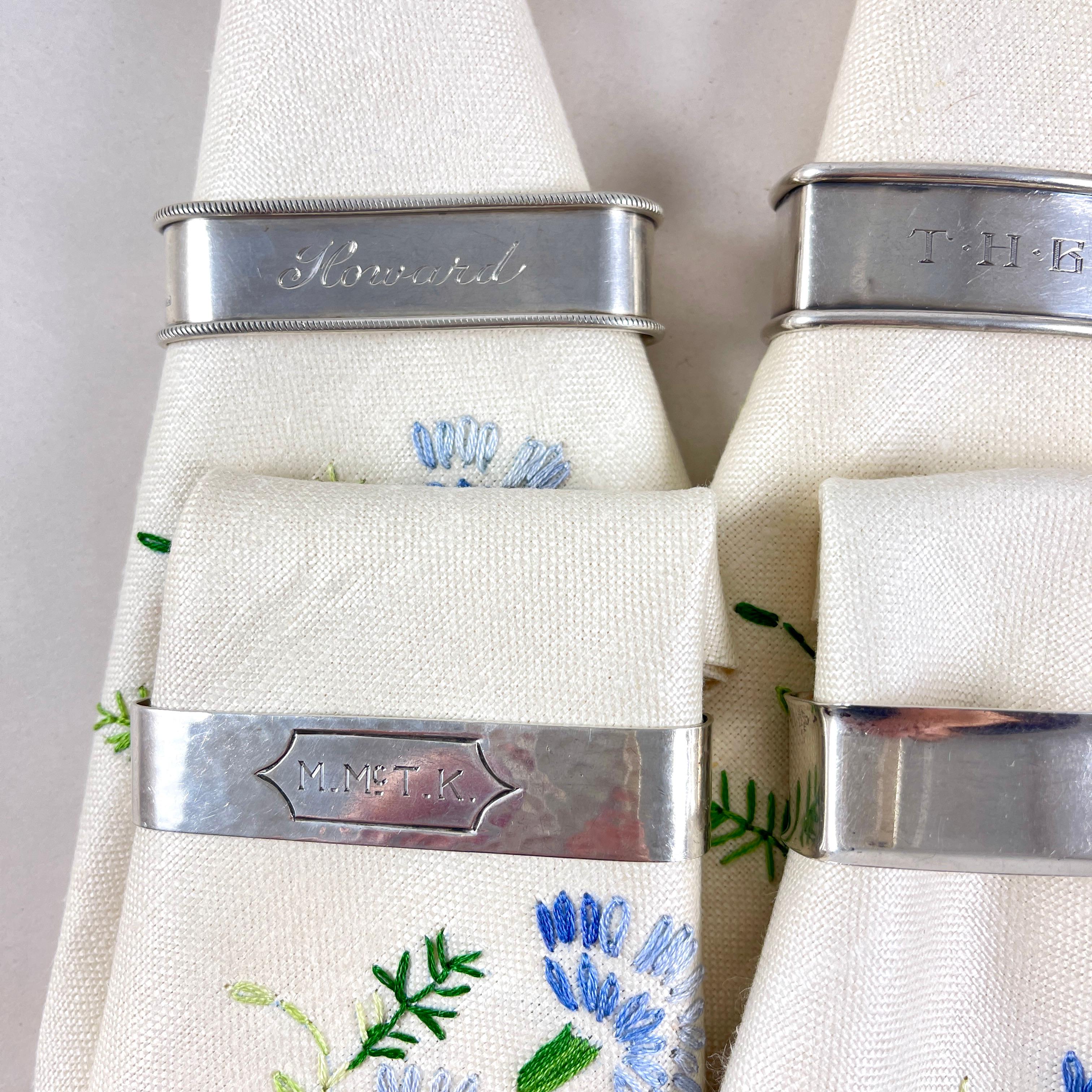 Portatovaglioli rettangolari in argento Sterling Estate, set misto di sei pezzi in vendita 2