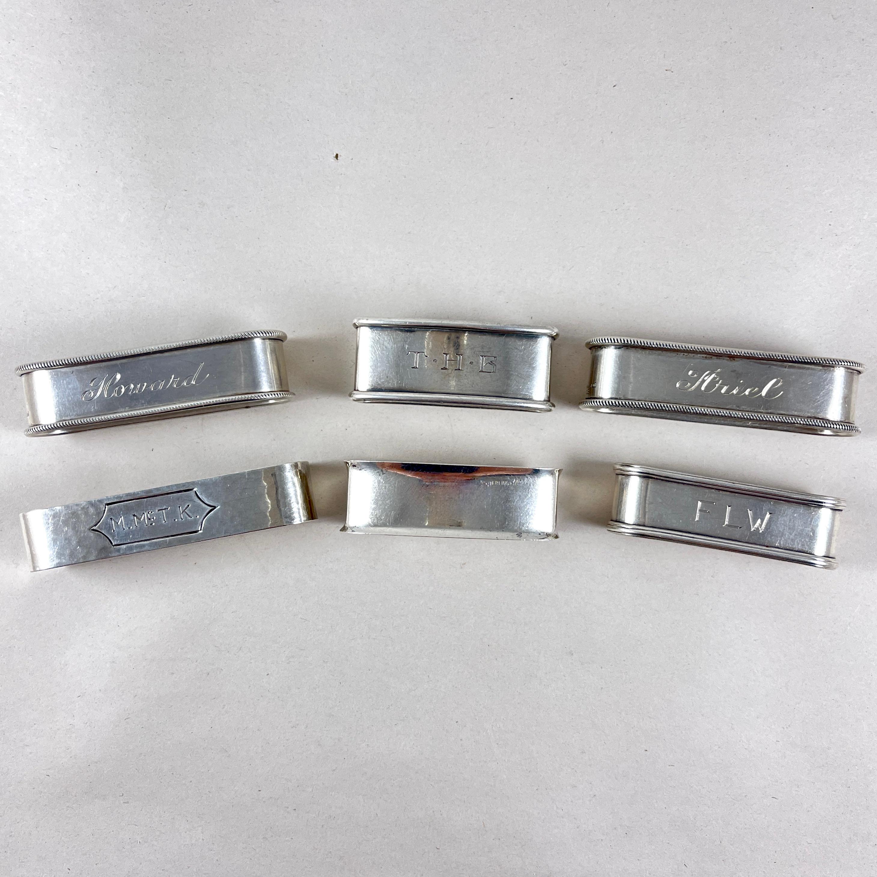 Portatovaglioli rettangolari in argento Sterling Estate, set misto di sei pezzi in vendita 3