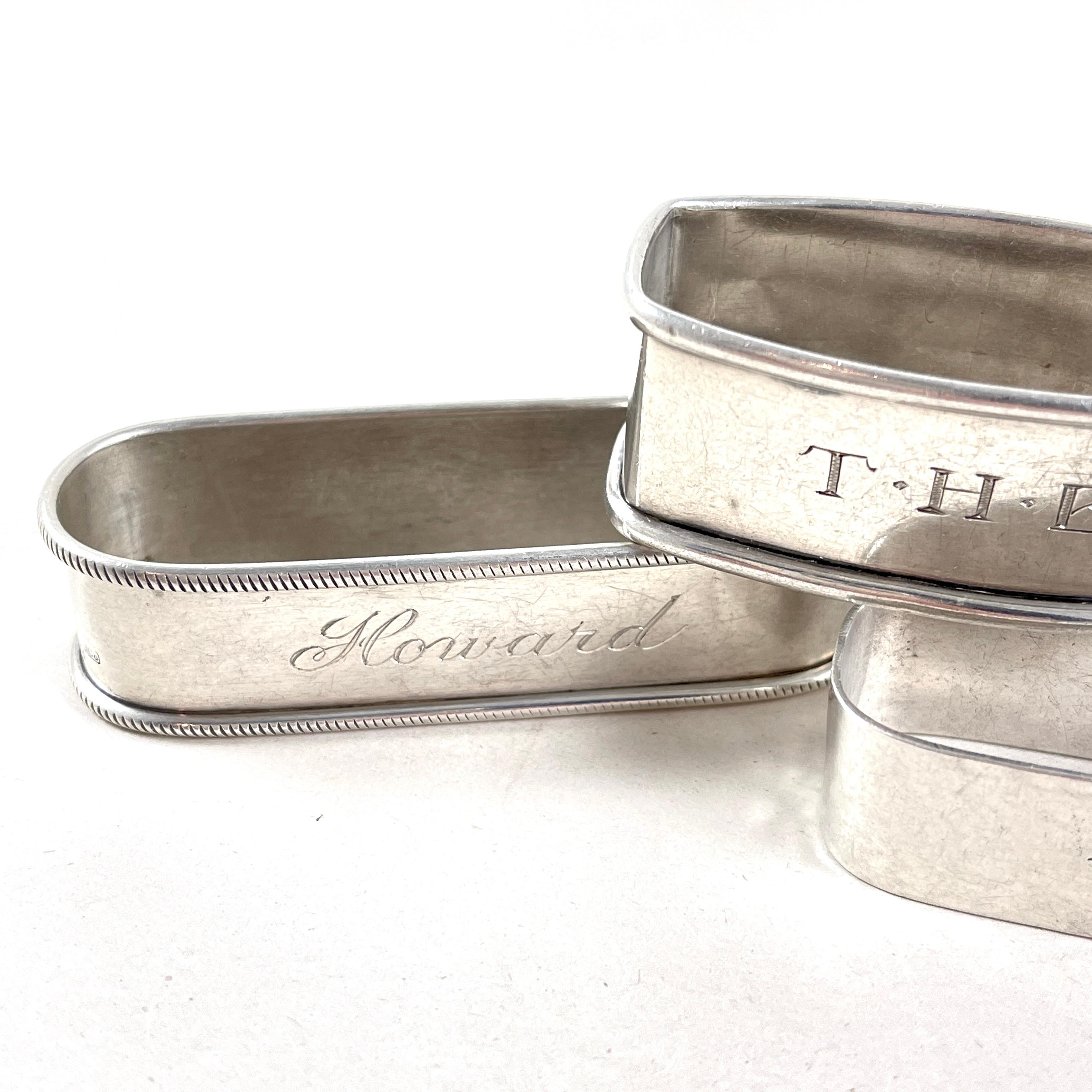 Fatto a mano Portatovaglioli rettangolari in argento Sterling Estate, set misto di sei pezzi in vendita