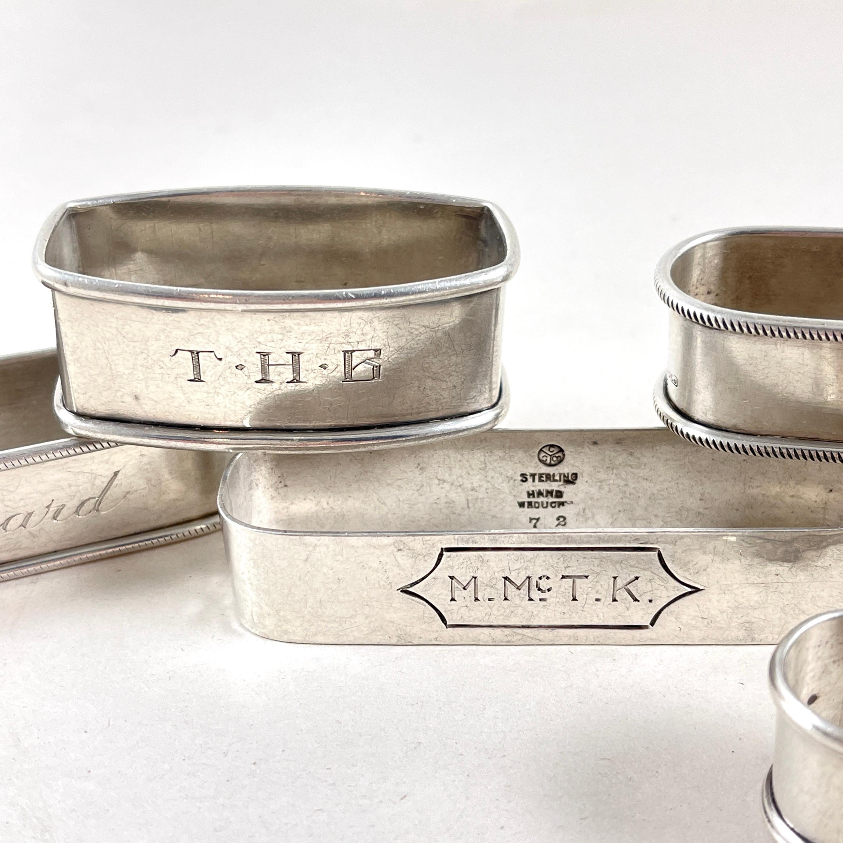 Portatovaglioli rettangolari in argento Sterling Estate, set misto di sei pezzi In condizioni buone in vendita a Philadelphia, PA