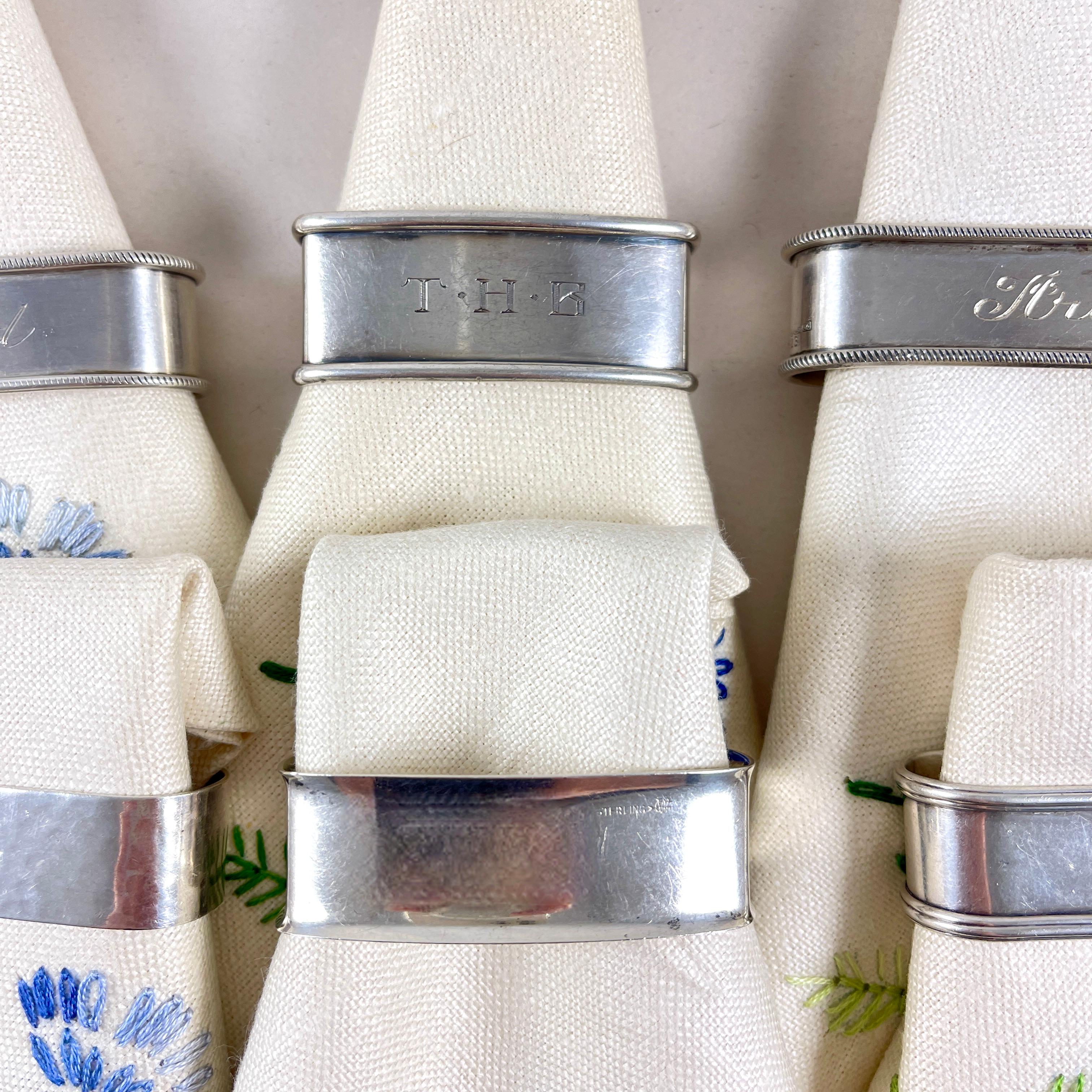 Portatovaglioli rettangolari in argento Sterling Estate, set misto di sei pezzi in vendita 1
