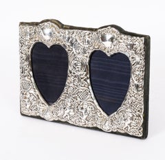 Vintage Sterling Silver Rectangular Twin Portrait Photo Frame 19th Century