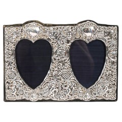 Vintage Sterling Silver Rectangular Twin Portrait Photo Frame 19th Century