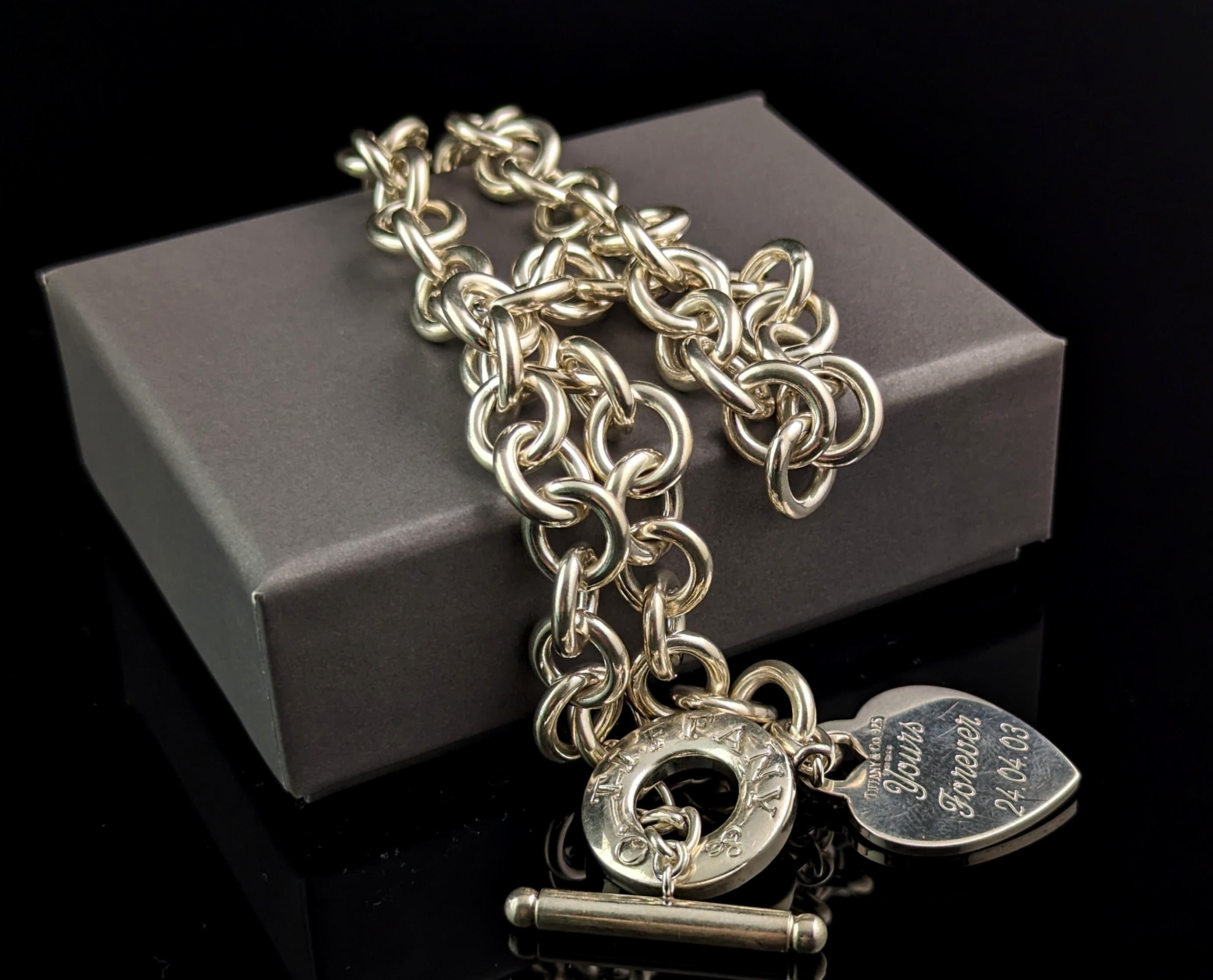 Collier vintage en argent sterling retour à Tiffany Heart tag en vente 6