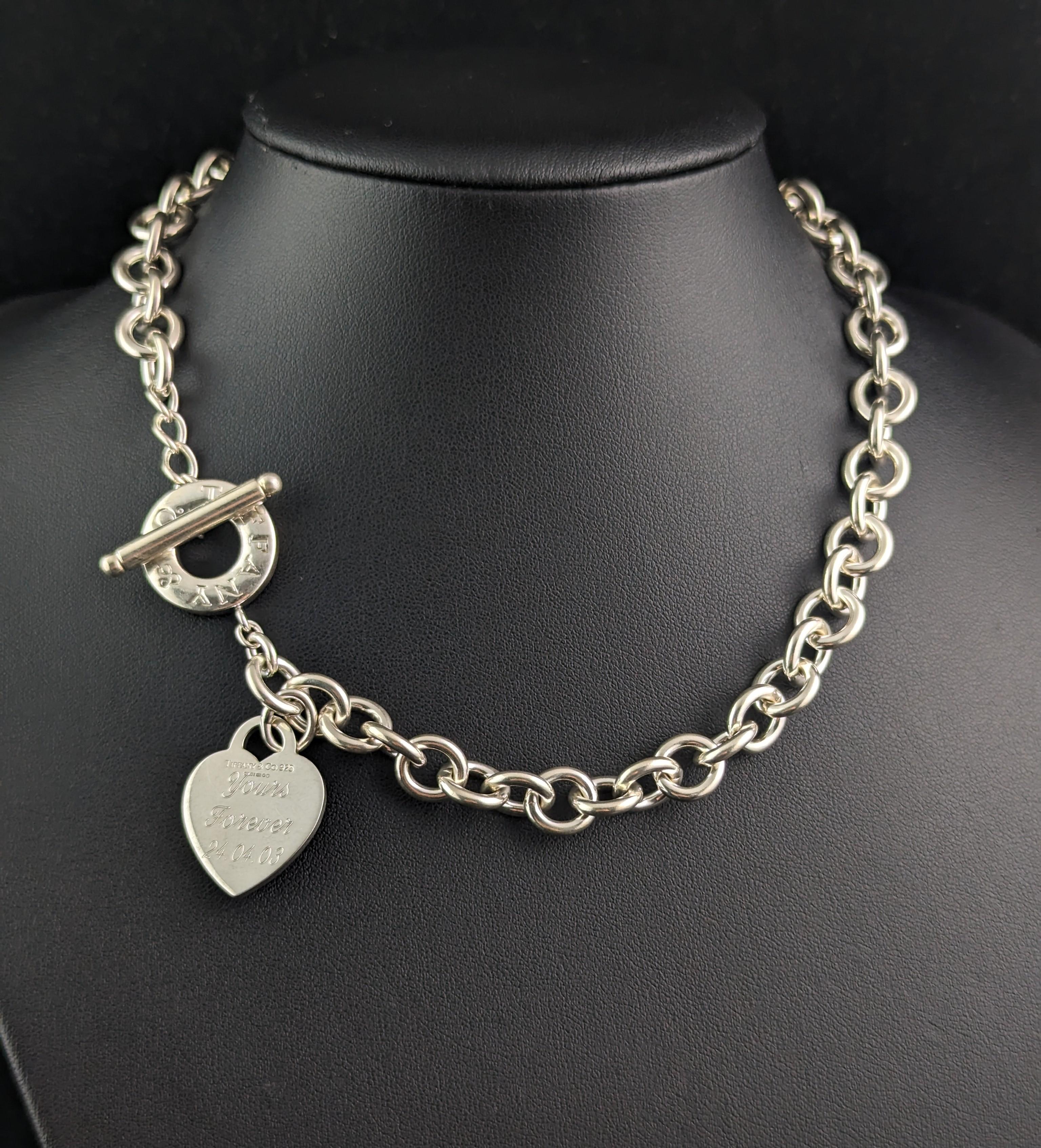 Vintage Sterling silver Return to Tiffany Heart tag toggle necklace In Good Condition For Sale In NEWARK, GB