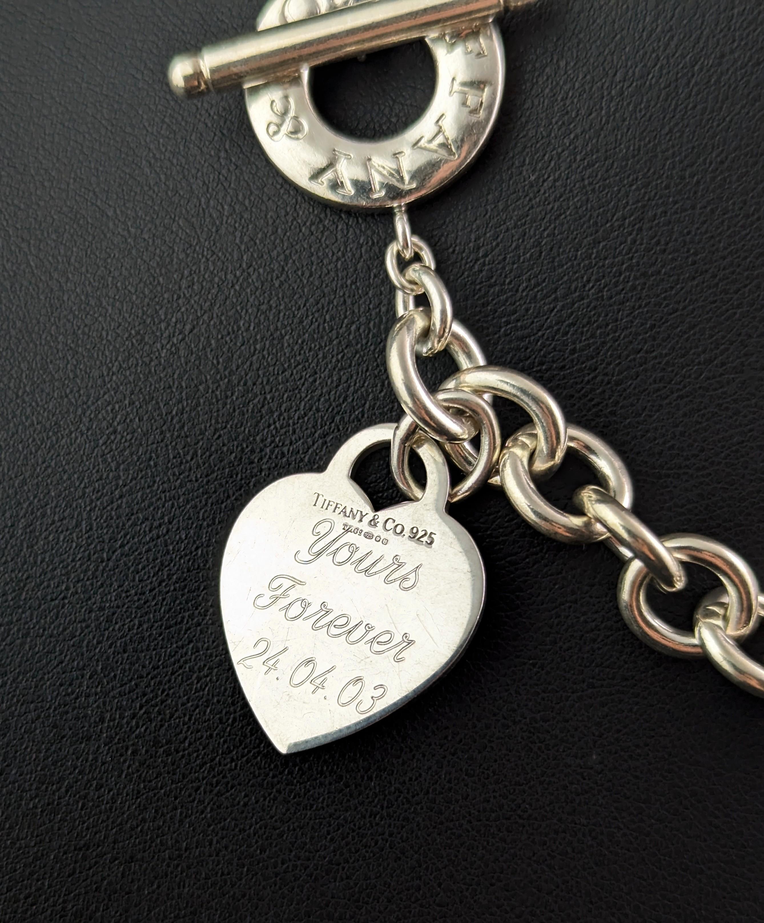 Collier vintage en argent sterling retour à Tiffany Heart tag en vente 3