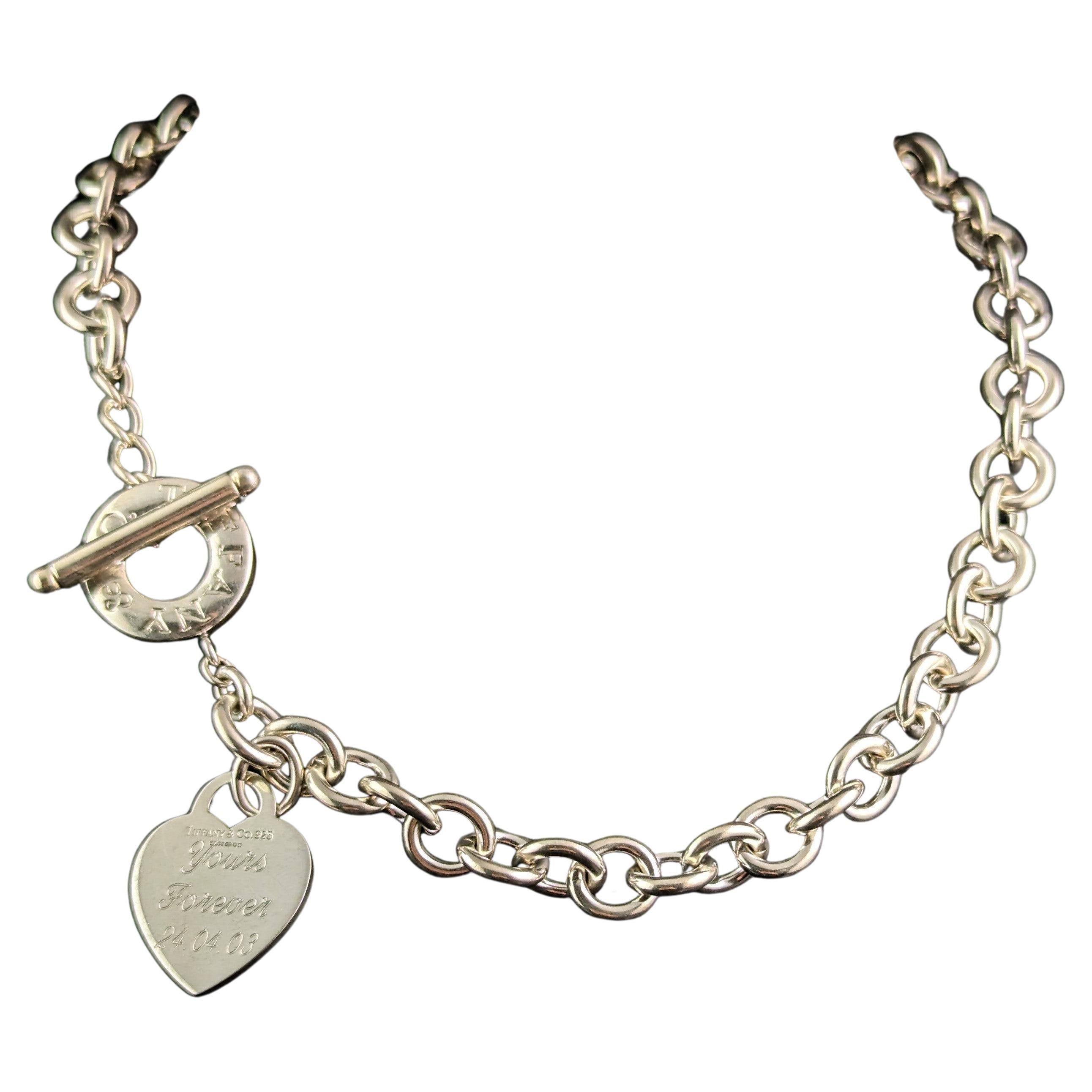 Collier vintage en argent sterling retour à Tiffany Heart tag en vente