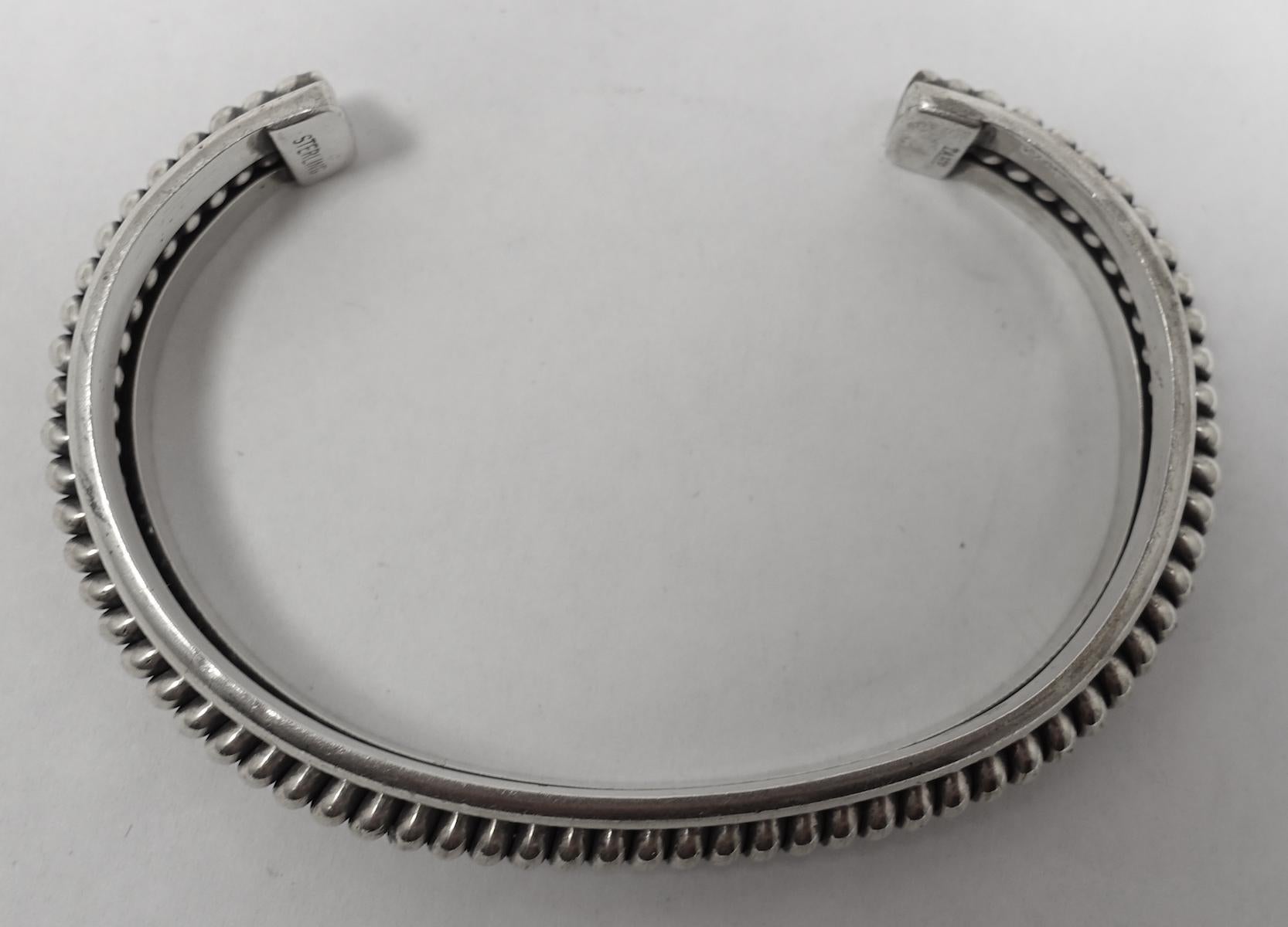 Vintage Sterling Silver Ribbed Cuff Bracelet In Good Condition For Sale In New York, NY